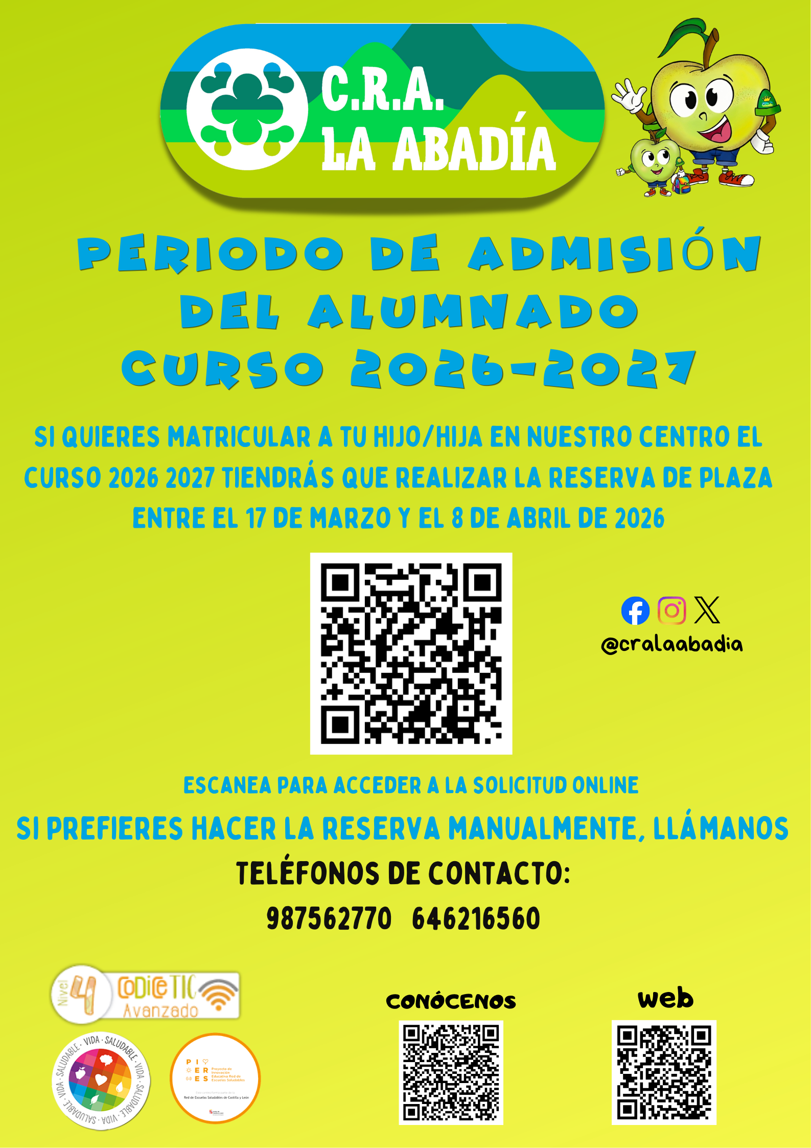 Cartel de admisión del alumnado